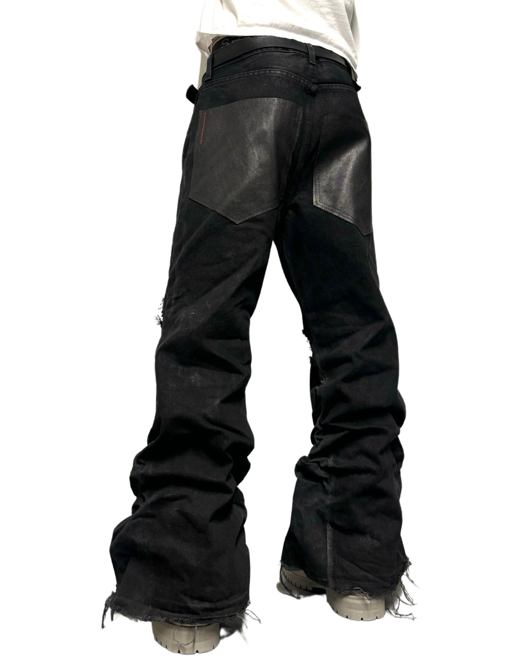WAXED PATCHED LEATHER DENIM