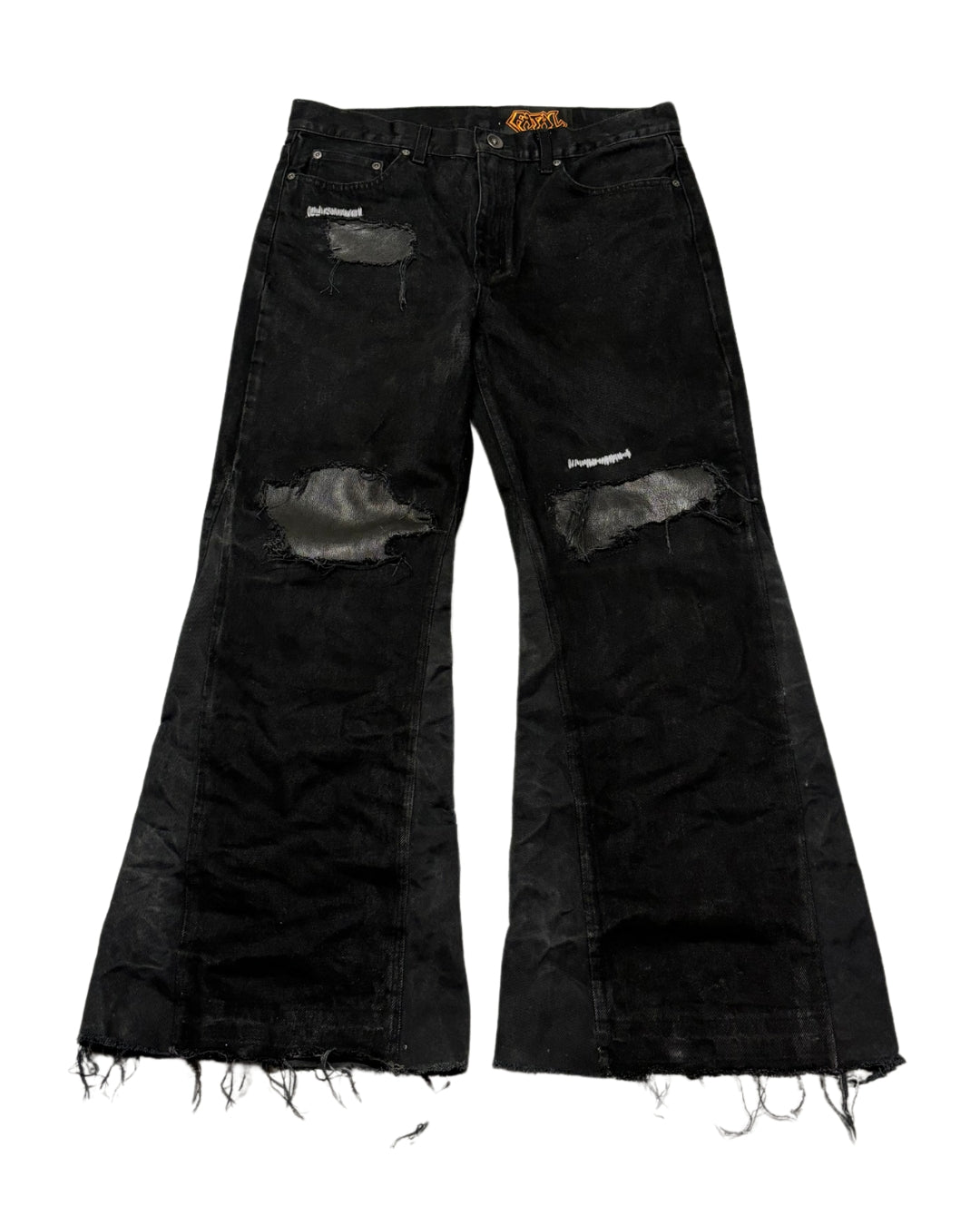 WAXED PATCHED LEATHER DENIM