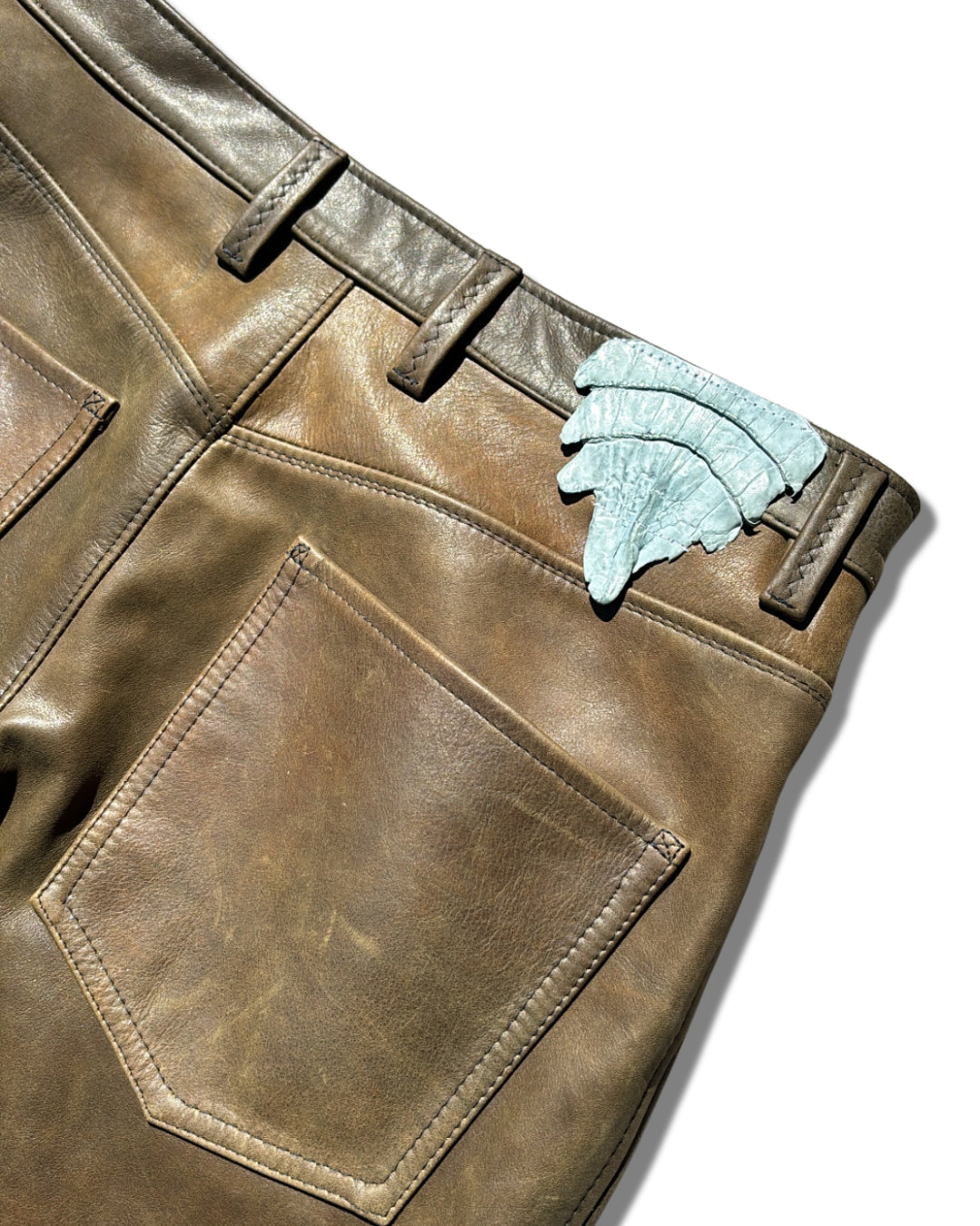 OLIVE LEATHER PANTS