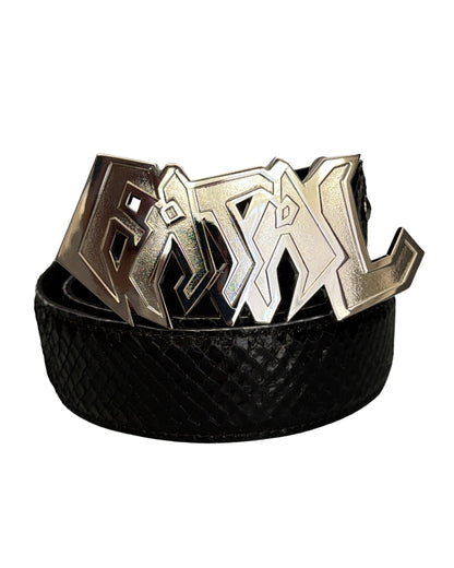 BLACK SNAKESKIN LEATHER BELT