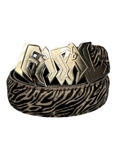 ZEBRA FUR LEATHER BELT