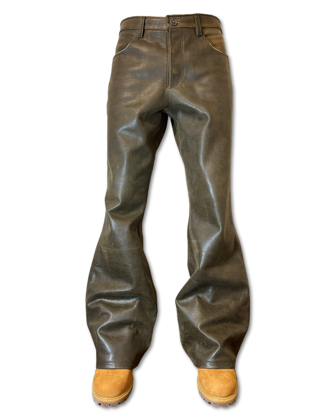 OLIVE LEATHER PANTS