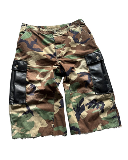 1/1 Reworked Vintage Military Leather Cargo Shorts