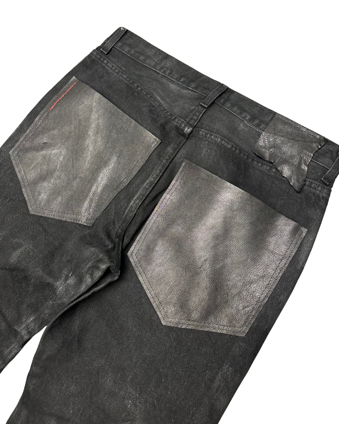 WAXED PATCHED LEATHER DENIM