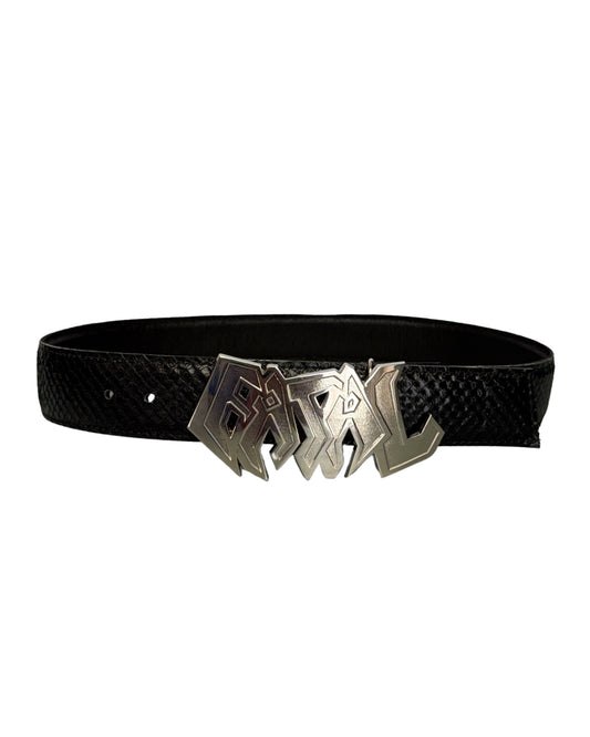 BLACK SNAKESKIN LEATHER BELT